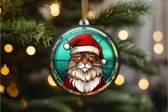 Stained Glass Christmas Cat PNG Clipart Product Image 3
