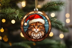 Stained Glass Christmas Cat PNG Clipart Product Image 3