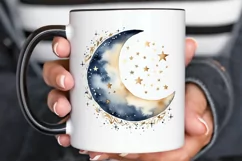 Moon And Stars Watercolor PNG Clipart Product Image 3