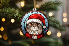 Stained Glass Christmas Cat PNG Clipart Product Image 3