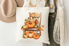 Autumn Chairs Watercolor Pumpkins Sublimation PNG Clipart Product Image 3