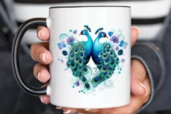 Couple Peacock Heart Sublimation PNG Clipart Product Image 3