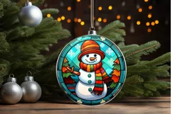 Stained Glass Christmas Snowman PNG Clipart Product Image 3