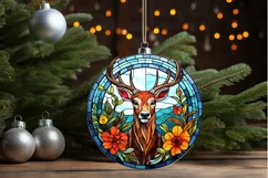 Stained Glass With Christmas Deer Flower PNG Clipart Product Image 3
