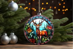 Stained Glass With Christmas Deer Flower PNG Clipart Product Image 3