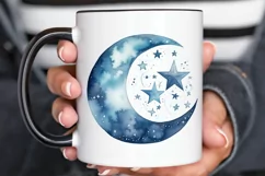Moon And Stars Watercolor PNG Clipart Product Image 3