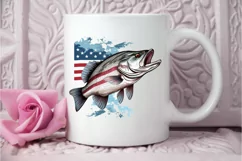 Bass Fish with American Flag Sublimation PNG Clipart Product Image 3