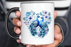 Couple Peacock Heart Sublimation PNG Clipart Product Image 3