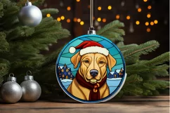 Stained Glass With Christmas Dog And San PNG Clipart Product Image 3