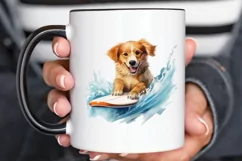 Surfing Cute Dog Watercolor Sublimation PNG Clipart Product Image 3