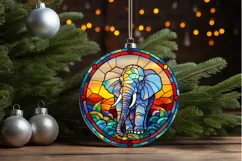 Stained Glass with Christmas Elephant PNG Clipart Product Image 3