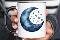 Moon And Stars Watercolor PNG Clipart Product Image 3