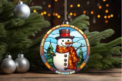 Stained Glass Christmas Snowman PNG Clipart Product Image 2