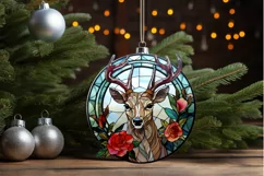 Stained Glass With Christmas Deer Flower PNG Clipart Product Image 3