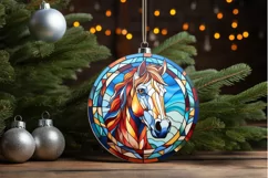 Stained Glass with Christmas Horse PNG Clipart Product Image 3