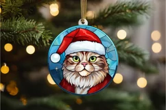 Stained Glass Christmas Cat PNG Clipart Product Image 3