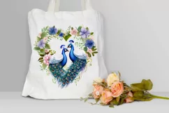 Couple Peacock Heart Sublimation PNG Clipart Product Image 3