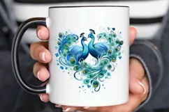 Couple Peacock Heart Sublimation PNG Clipart Product Image 3