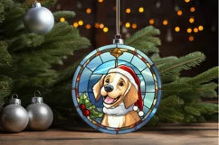 Stained Glass With Christmas Dog And San PNG Clipart Product Image 3