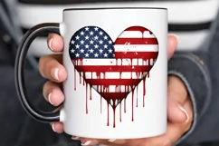 American Flag Dripping Heart PNG Clipart Product Image 3