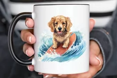 Surfing Cute Dog Watercolor Sublimation PNG Clipart Product Image 3