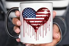 American Flag Dripping Heart PNG Clipart Product Image 3