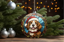Stained Glass With Christmas Dog And San PNG Clipart Product Image 3