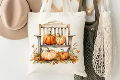 Autumn Chairs Watercolor Pumpkins Sublimation PNG Clipart Product Image 3