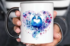 Couple Peacock Heart Sublimation PNG Clipart Product Image 3