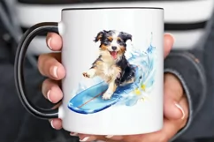Surfing Cute Dog Watercolor Sublimation PNG Clipart Product Image 3