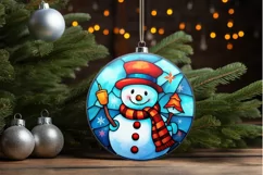 Stained Glass Christmas Snowman PNG Clipart Product Image 3