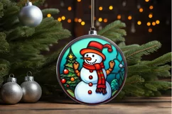 Stained Glass Christmas Snowman PNG Clipart Product Image 3