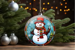 Stained Glass Christmas Snowman PNG Clipart Product Image 3
