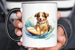 Surfing Cute Dog Watercolor Sublimation PNG Clipart Product Image 3
