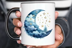 Moon And Stars Watercolor PNG Clipart Product Image 3