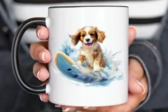 Surfing Cute Dog Watercolor Sublimation PNG Clipart Product Image 3