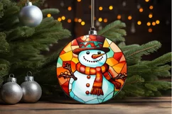 Stained Glass Christmas Snowman PNG Clipart Product Image 3