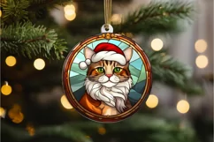 Stained Glass Christmas Cat PNG Clipart Product Image 3