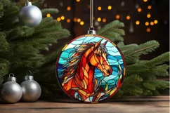 Stained Glass with Christmas Horse PNG Clipart Product Image 3