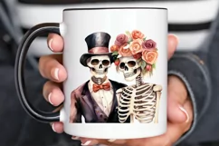 Skeleton Couple Watercolor Sublimation PNG Clipart Product Image 3