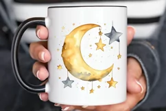 Moon And Stars Watercolor PNG Clipart Product Image 3
