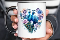 Couple Peacock Heart Sublimation PNG Clipart Product Image 3