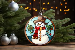 Stained Glass Christmas Snowman PNG Clipart Product Image 3