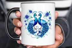 Couple Peacock Heart Sublimation PNG Clipart Product Image 3