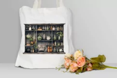 Watercolor Witches Apothecary Cabinet PNG Clipart Product Image 3