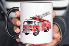 Fire Truck Watercolor Sublimation PNG Clipart Product Image 3