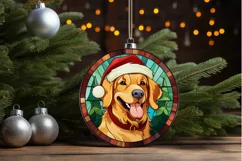 Stained Glass With Christmas Dog And San PNG Clipart Product Image 3