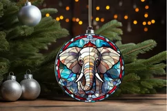 Stained Glass with Christmas Elephant PNG Clipart Product Image 3