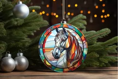 Stained Glass with Christmas Horse PNG Clipart Product Image 3