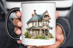 Vintage Houses Sublimation PNG Clipart Product Image 3